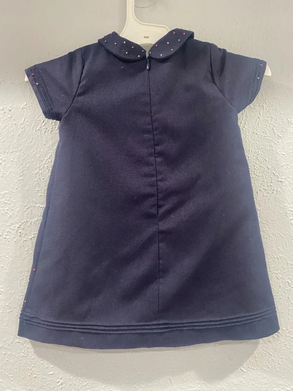 Luli & Me, baby girl's size 18M, navy short sleeve confetti A-line, lined dress.